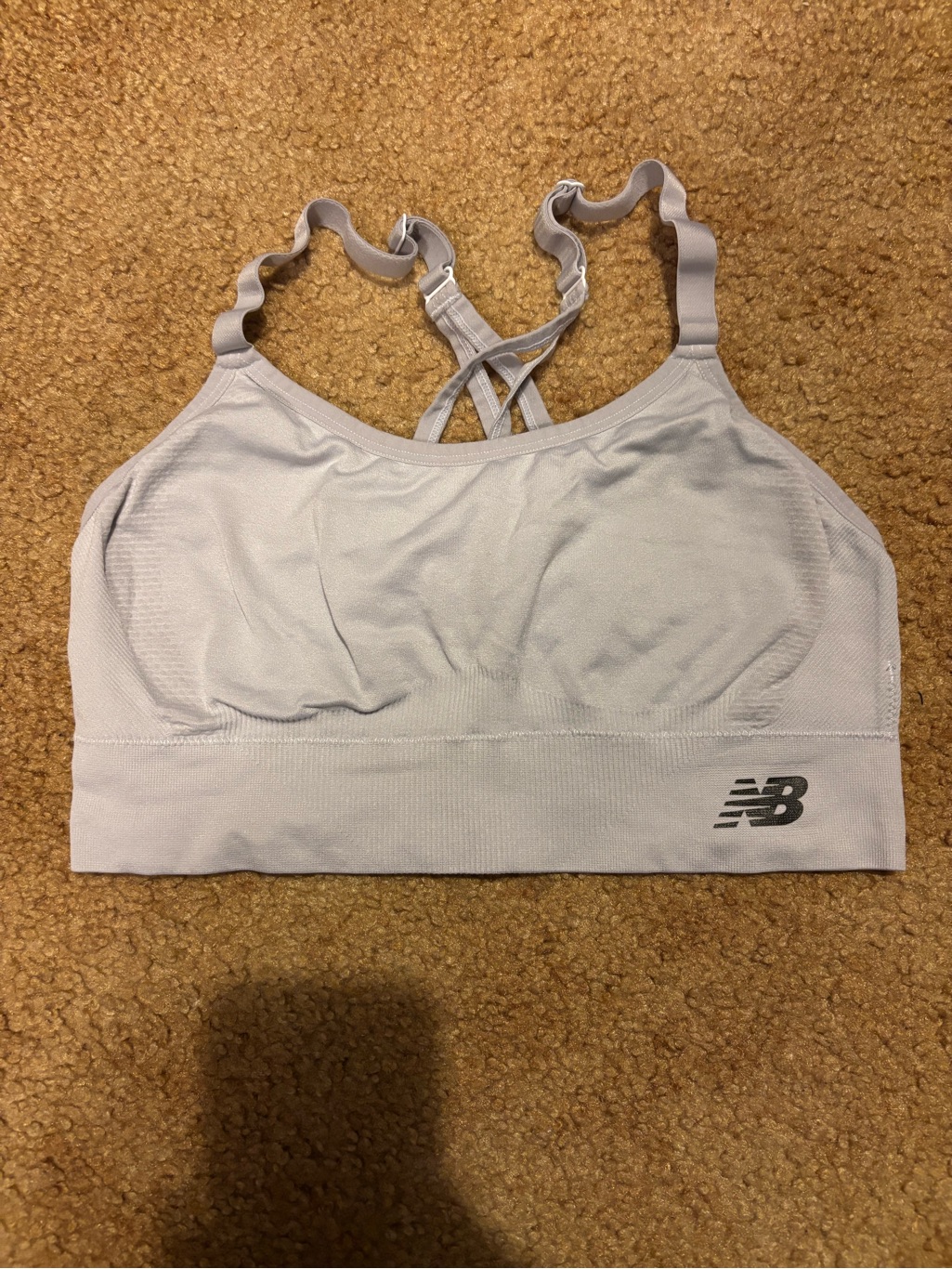 New Balance Pale Gray Seamless Strappy Sports Bra